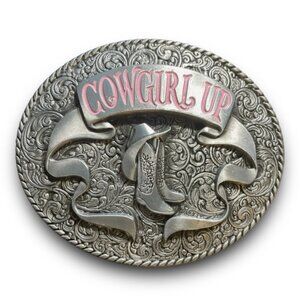 Western Belt Buckle Cowgirl Up Cowboy Boots Rodeo Horse Equestrian 4H Stampede